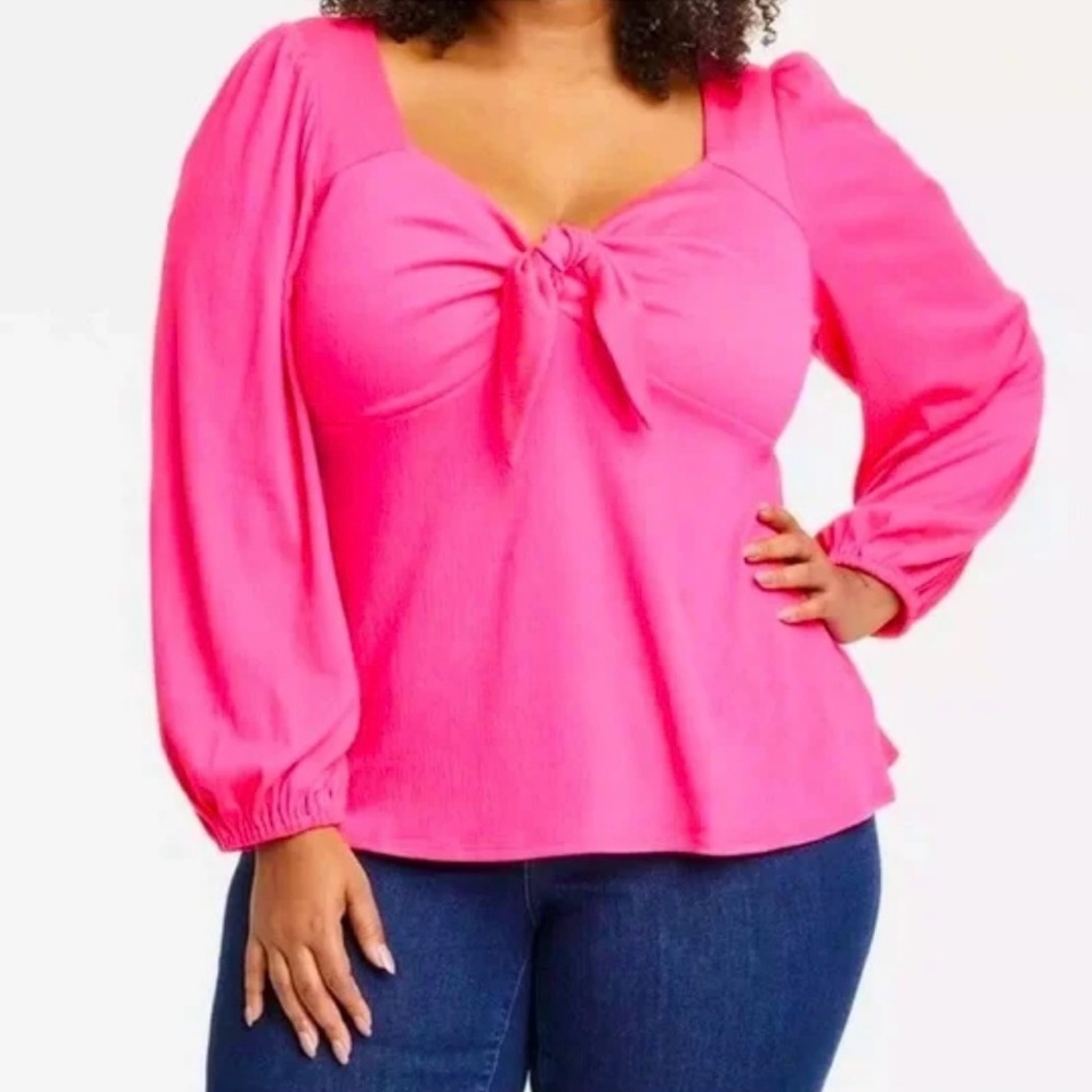Ava & Viv Bright Pink Long Sleeve Blouse